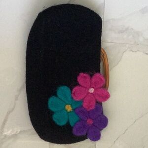 Hand Crafted Black Clutch with Floral Accents
